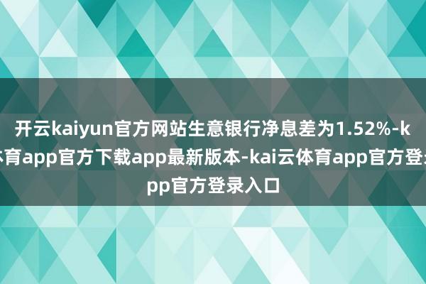 开云kaiyun官方网站生意银行净息差为1.52%-kai云体育app官方下载app最新版本-kai云体育app官方登录入口